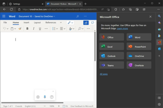 Microsoft Edge Office integration