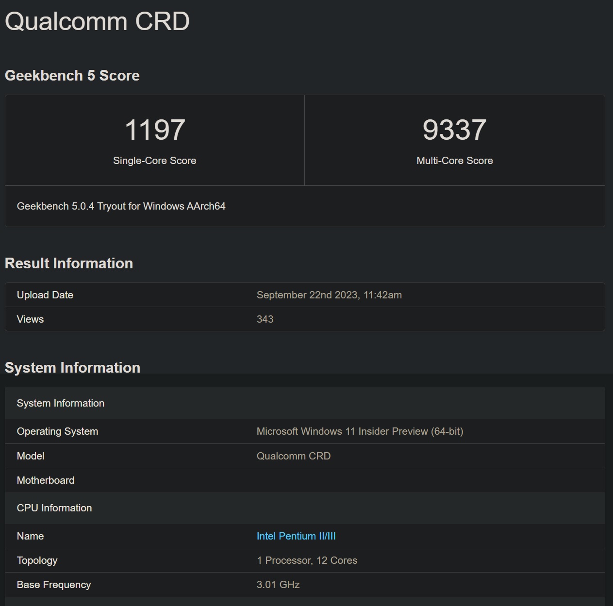 Snapdragon 8cx Gen 4 CPU benchmark