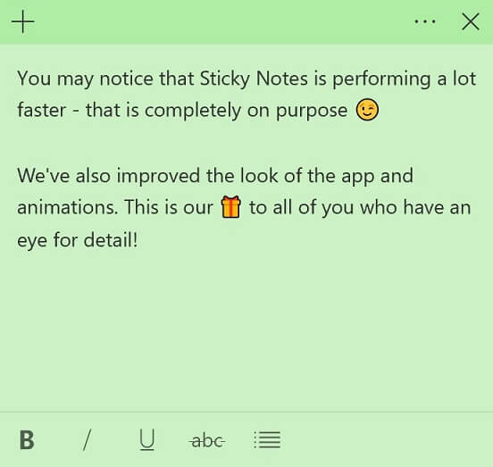 Sticky Note new version