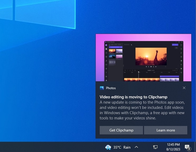 Video editor sunset warning