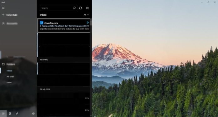 Windows 10 Mail App ads