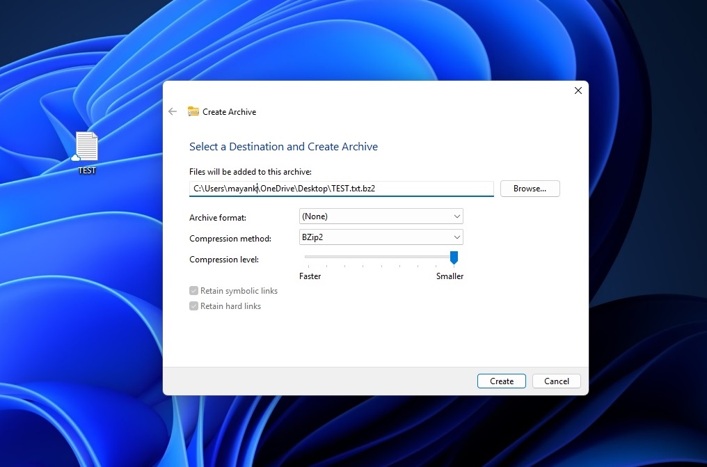 Windows 11 create archive wizard tool