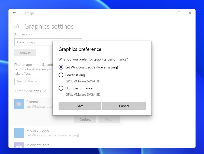 Windows 11 graphics settings