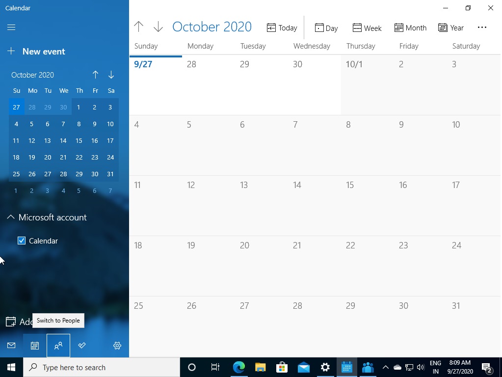 Windows Calendar app