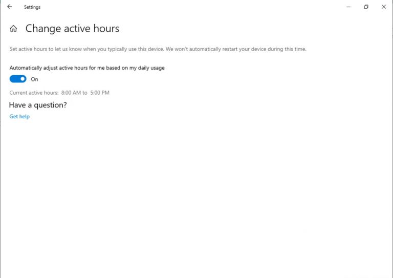 Windows Update active hours