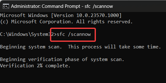 SFC scan via Command Prompt